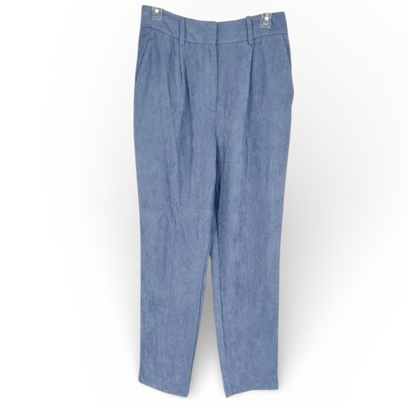 Reiss Pants - Reiss Thea Tapered Pleated Corduroy Blue Trousers Straight Leg Pants